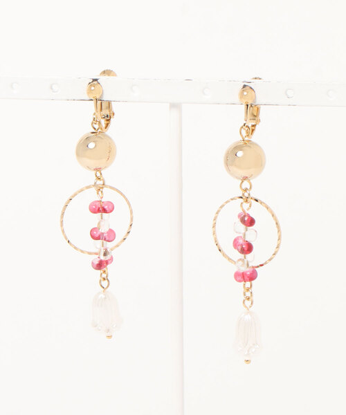 tone(トーン)の「【PetitBonheur accessories】チェコビーズミックスイヤリング(MA)(イヤリング・レディース・ピンク・FREE)」の1枚目の写真