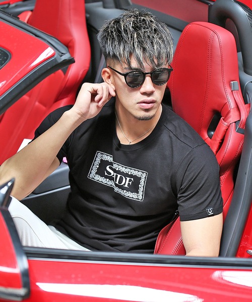 SOMEDIFF(サムディフ)の「【SOMEDIFF】オリジナルペイズリーBOXロゴ半袖Tシャツ ストレッチTEE メンズ(Tシャツ/カットソー・メンズ・ブラック/ホワイト・XL/XXL/L/M)」の6枚目の写真