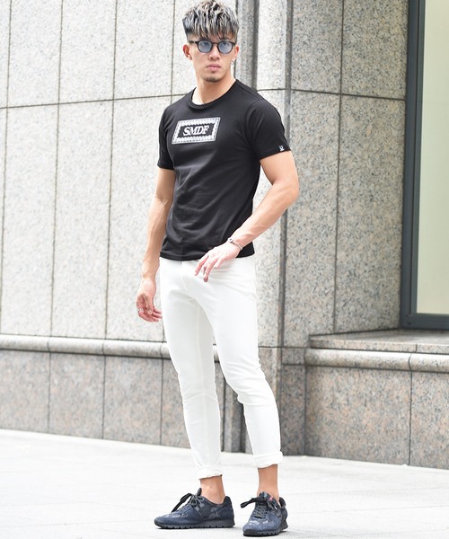 SOMEDIFF(サムディフ)の「【SOMEDIFF】オリジナルペイズリーBOXロゴ半袖Tシャツ ストレッチTEE メンズ(Tシャツ/カットソー・メンズ・ブラック/ホワイト・XL/XXL/L/M)」の8枚目の写真