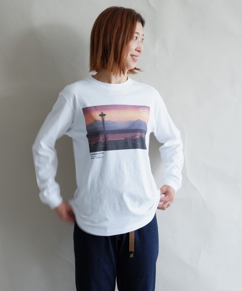 MANASTASH(マナスタッシュ)の「MANASTASH/マナスタッシュ W's PHOTO L/S TEE "SUNSET" ウィメンズ フォトロンT サンセット(Tシャツ/カットソー・レディース・ブラック/ホワイト・MEDIUM)」の5枚目の写真