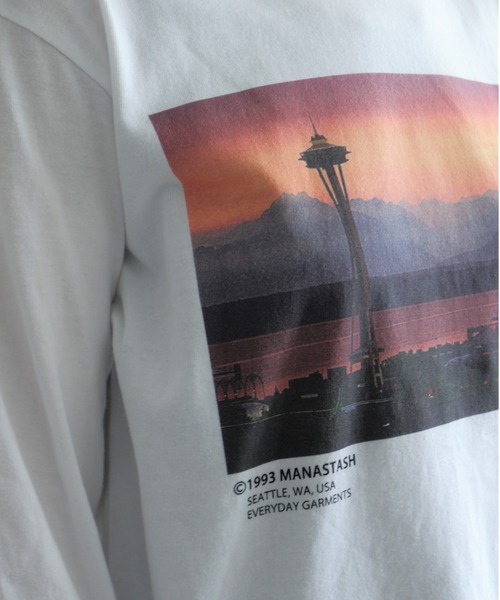 MANASTASH(マナスタッシュ)の「MANASTASH/マナスタッシュ W's PHOTO L/S TEE "SUNSET" ウィメンズ フォトロンT サンセット(Tシャツ/カットソー・レディース・ブラック/ホワイト・MEDIUM)」の4枚目の写真