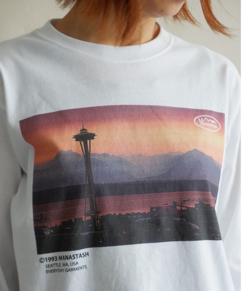 MANASTASH(マナスタッシュ)の「MANASTASH/マナスタッシュ W's PHOTO L/S TEE "SUNSET" ウィメンズ フォトロンT サンセット(Tシャツ/カットソー・レディース・ブラック/ホワイト・MEDIUM)」の9枚目の写真