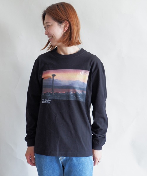 MANASTASH(マナスタッシュ)の「MANASTASH/マナスタッシュ W's PHOTO L/S TEE "SUNSET" ウィメンズ フォトロンT サンセット(Tシャツ/カットソー・レディース・ブラック/ホワイト・MEDIUM)」の10枚目の写真