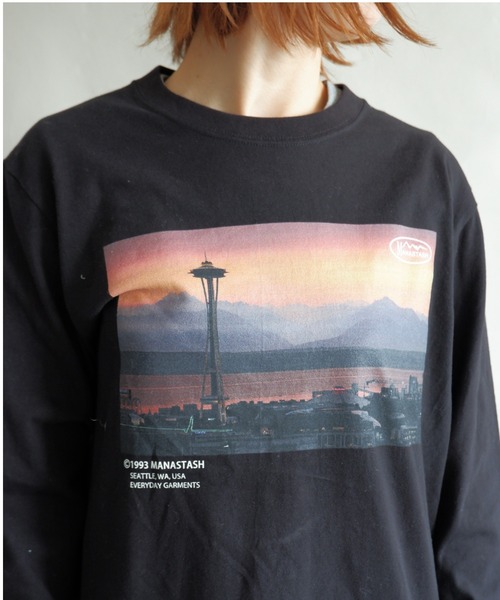 MANASTASH(マナスタッシュ)の「MANASTASH/マナスタッシュ W's PHOTO L/S TEE "SUNSET" ウィメンズ フォトロンT サンセット(Tシャツ/カットソー・レディース・ブラック/ホワイト・MEDIUM)」の3枚目の写真