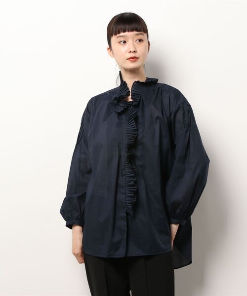 CASA FLINE(カーサフライン)の「フリルプリーツピンタックブラウス(シャツ/ブラウス・レディース・ホワイト/ブラック/ネイビー・FREE)」の3枚目の写真