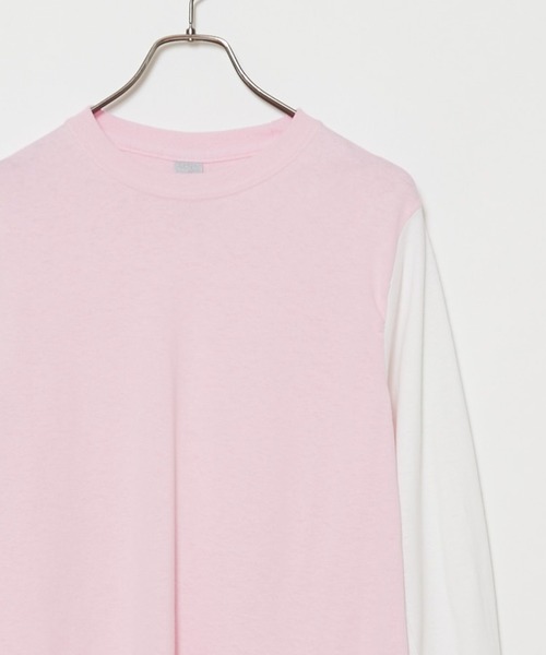 CIAOPANIC（チャオパニック）の「リメイク袖配色ビッグシルエットロングスリーブTシャツ/WEB限定（Tシャツ/カットソー・メンズ・ホワイト系その他/ホワイト×ブラック/ホワイト×グリーン/ホワイト×グレー/ホワイト×パープル/ホワイト×ピンク/ブラック系その他/ブラック×ホワイト/グレー/ベージュ系その他/ベージュ×ブラック/グリーン/パープル/ピンク・MEDIUM/LARGE/X-LARGE/XX-LARGE）」の14枚目の写真