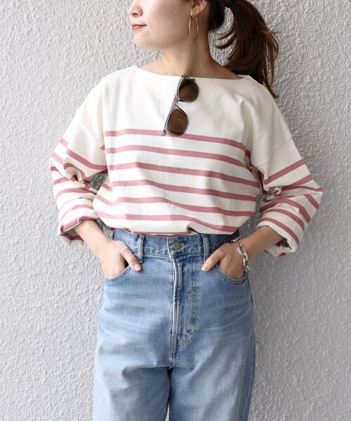 SHIPS(シップス)の「バスクボーダープルオーバー◆(Tシャツ/カットソー・レディース・ブラック/オリーブ/ピンク/ブルー・ONE SIZE)」の4枚目の写真
