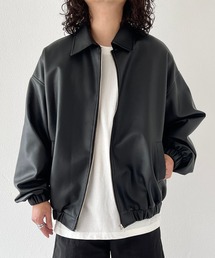 natto | 【ユニセックスアイテム】smooth eco leather jacket / 滑らかな肌触りの肉厚ポケット付きエコレザージャケットブルゾン(ブルゾン)
