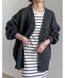 Re:EDIT | [2023A/W COLLECTION][低身長サイズ有]ビッグシルエットリサイクルMIXニットカラーカーディガン(カーディガン/ボレロ)