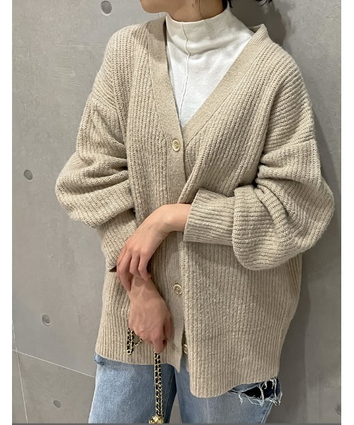 Re:EDIT（リエディ）の「[低身長サイズ有]ビッグシルエットリサイクルMIXニットカラーカーディガン（トップス）」