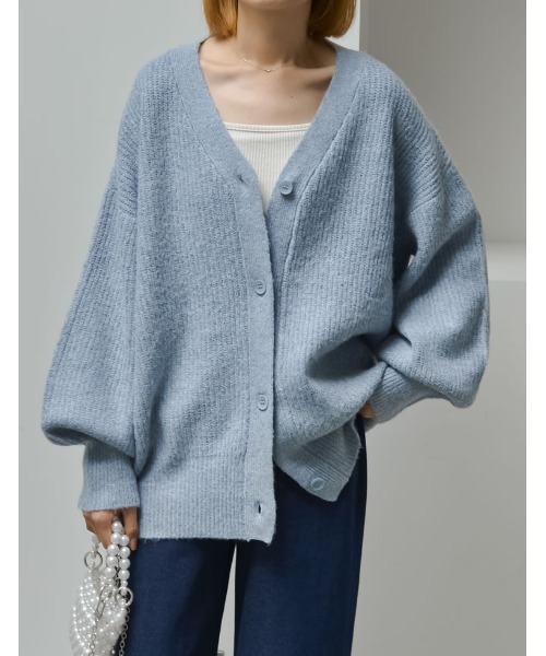 Re:EDIT（リエディ）の「[低身長サイズ有]ビッグシルエットリサイクルMIXニットカラーカーディガン（カーディガン/ボレロ・レディース・ピンク/ブルー/イエロー/グリーン/ベージュ/ピンク系その他/ブラック/グリーン系その他/ブルー系その他/パープル・MEDIUM/LARGE/SHORT）」の19枚目の写真