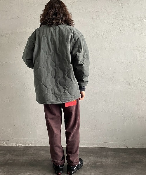 BEN DAVIS（ベンデイビス）の「[BEN DAVIS/ベンデイビス] ノーカラーキルティングジャケット（ミリタリージャケット・レディース・ブラック/カーキ・M/L/XL）」の12枚目の写真
