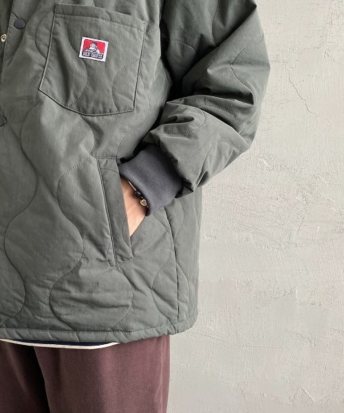 BEN DAVIS（ベンデイビス）の「[BEN DAVIS/ベンデイビス] ノーカラーキルティングジャケット（ミリタリージャケット・レディース・ブラック/カーキ・M/L/XL）」の19枚目の写真