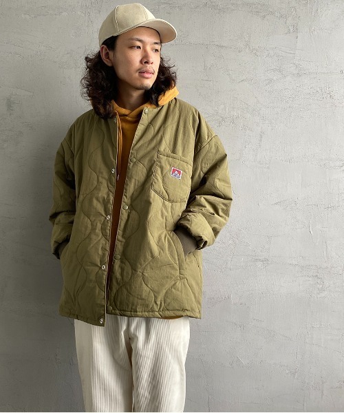 BEN DAVIS（ベンデイビス）の「[BEN DAVIS/ベンデイビス] ノーカラーキルティングジャケット（ミリタリージャケット・レディース・ブラック/カーキ・M/L/XL）」の17枚目の写真