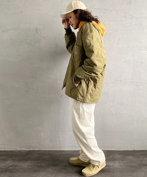 BEN DAVIS（ベンデイビス）の「[BEN DAVIS/ベンデイビス] ノーカラーキルティングジャケット（ミリタリージャケット・レディース・ブラック/カーキ・M/L/XL）」の7枚目の写真