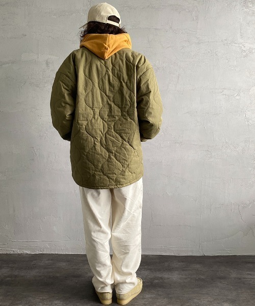 BEN DAVIS（ベンデイビス）の「[BEN DAVIS/ベンデイビス] ノーカラーキルティングジャケット（ミリタリージャケット・レディース・ブラック/カーキ・M/L/XL）」の13枚目の写真