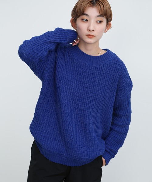 select MOCA（セレクトモカ）の「2021 AW クルーネックボーダー編みニット（ニット/セーター・レディース・ホワイト/ピンク/ブルー・FREE）」の2枚目の写真