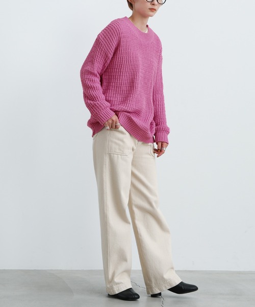 select MOCA（セレクトモカ）の「2021 AW クルーネックボーダー編みニット（ニット/セーター・レディース・ホワイト/ピンク/ブルー・FREE）」の19枚目の写真
