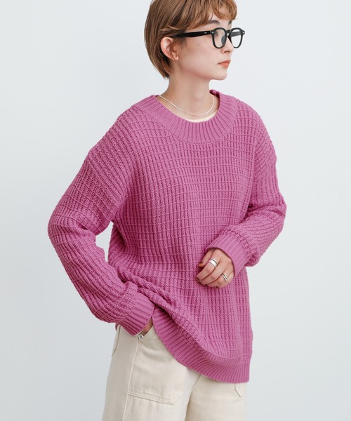 select MOCA（セレクトモカ）の「2021 AW クルーネックボーダー編みニット（ニット/セーター・レディース・ホワイト/ピンク/ブルー・FREE）」の20枚目の写真