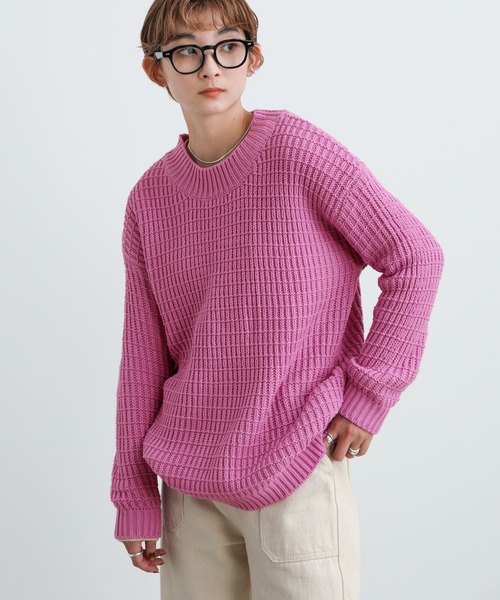 select MOCA（セレクトモカ）の「2021 AW クルーネックボーダー編みニット（ニット/セーター・レディース・ホワイト/ピンク/ブルー・FREE）」の17枚目の写真