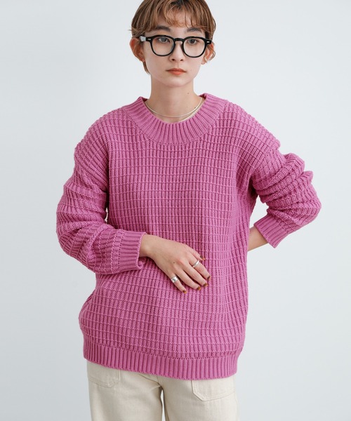 select MOCA（セレクトモカ）の「2021 AW クルーネックボーダー編みニット（ニット/セーター・レディース・ホワイト/ピンク/ブルー・FREE）」の18枚目の写真