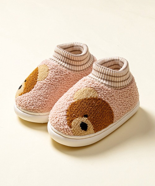 aimoha(アイモハ)の「【aimoha-KIDS-】【定番】激かわいいクマ模様ボアルームシューズ(ルームシューズ/スリッパ・キッズ・イエロー/ピンク/ブラウン/オレンジ・16/14/18/22/20/21)」の3枚目の写真