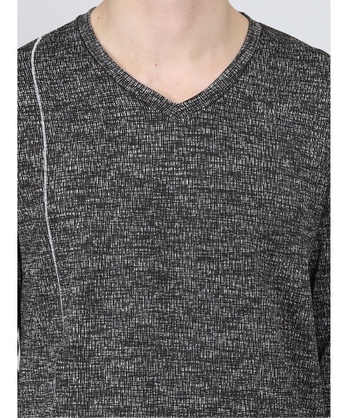 semantic design（セマンティックデザイン）の「セマンティックデザイン/semantic design ハイストレッチ ジャガードVネック長袖Tシャツ（Tシャツ/カットソー・メンズ・ホワイト/ホワイト×ブラック・MEDIUM/LARGE/X-LARGE/S）」の8枚目の写真