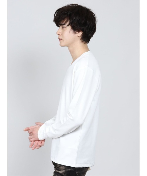 semantic design（セマンティックデザイン）の「セマンティックデザイン/semantic design ハイストレッチ ジャガードVネック長袖Tシャツ（Tシャツ/カットソー・メンズ・ホワイト/ホワイト×ブラック・MEDIUM/LARGE/X-LARGE/S）」の6枚目の写真