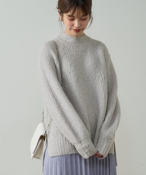 natural couture（ナチュラルクチュール）の「ふわもこブークレニット（ニット/セーター・レディース・ミント/ピンク/グレー/オフホワイト・FREE）」の2枚目の写真