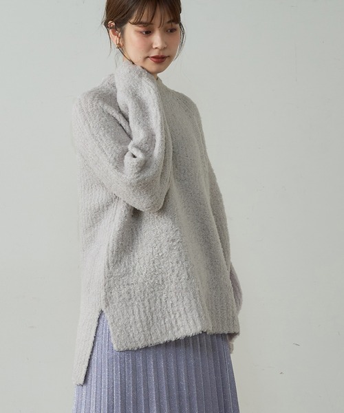 natural couture（ナチュラルクチュール）の「ふわもこブークレニット（ニット/セーター・レディース・ミント/ピンク/グレー/オフホワイト・FREE）」の17枚目の写真