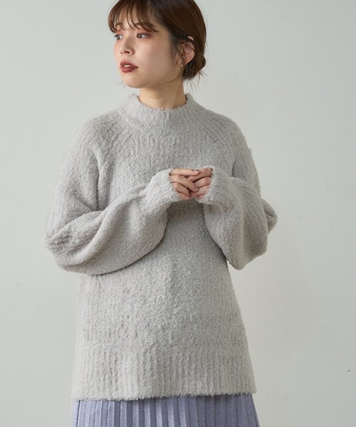 natural couture（ナチュラルクチュール）の「ふわもこブークレニット（ニット/セーター・レディース・ミント/ピンク/グレー/オフホワイト・FREE）」の11枚目の写真