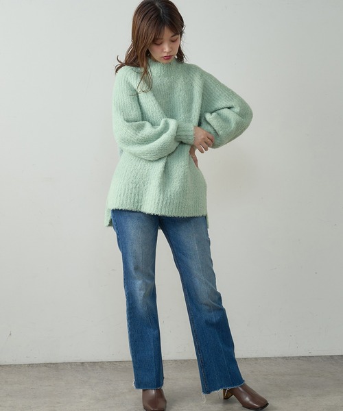 natural couture（ナチュラルクチュール）の「ふわもこブークレニット（ニット/セーター・レディース・ミント/ピンク/グレー/オフホワイト・FREE）」の6枚目の写真