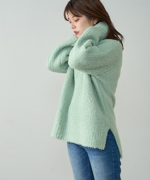 natural couture（ナチュラルクチュール）の「ふわもこブークレニット（ニット/セーター・レディース・ミント/ピンク/グレー/オフホワイト・FREE）」の9枚目の写真