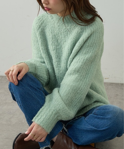 natural couture（ナチュラルクチュール）の「ふわもこブークレニット（ニット/セーター・レディース・ミント/ピンク/グレー/オフホワイト・FREE）」の22枚目の写真