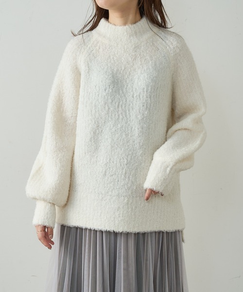 natural couture（ナチュラルクチュール）の「ふわもこブークレニット（ニット/セーター・レディース・ミント/ピンク/グレー/オフホワイト・FREE）」の14枚目の写真