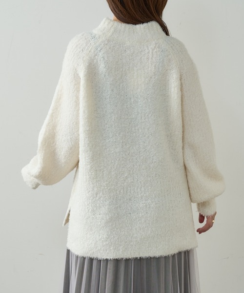 natural couture（ナチュラルクチュール）の「ふわもこブークレニット（ニット/セーター・レディース・ミント/ピンク/グレー/オフホワイト・FREE）」の7枚目の写真