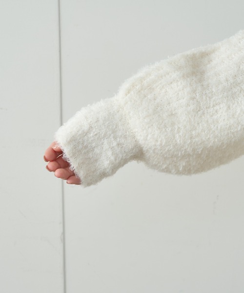 natural couture（ナチュラルクチュール）の「ふわもこブークレニット（ニット/セーター・レディース・ミント/ピンク/グレー/オフホワイト・FREE）」の10枚目の写真