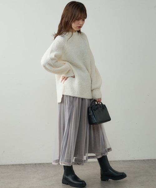 natural couture（ナチュラルクチュール）の「ふわもこブークレニット（ニット/セーター・レディース・ミント/ピンク/グレー/オフホワイト・FREE）」の19枚目の写真