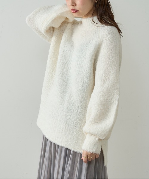 natural couture（ナチュラルクチュール）の「ふわもこブークレニット（ニット/セーター・レディース・ミント/ピンク/グレー/オフホワイト・FREE）」の8枚目の写真