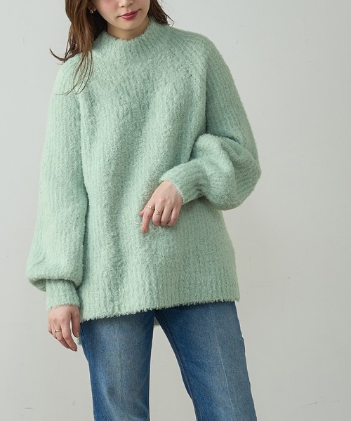 natural couture（ナチュラルクチュール）の「ふわもこブークレニット（ニット/セーター・レディース・ミント/ピンク/グレー/オフホワイト・FREE）」の20枚目の写真