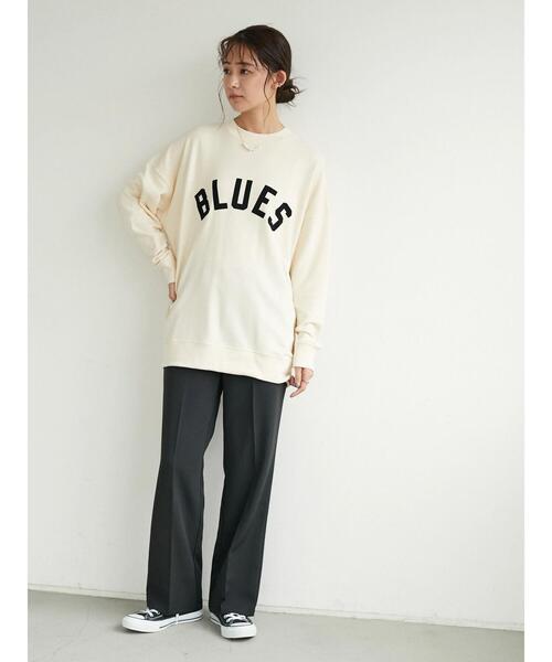 SEVENDAYS=SUNDAY（セブンデイズサンデイ）の「フロッキープリント裏毛スウェットA　＊（スウェット・レディース・杢グレー/ネイビー/アイボリー・M/L/S）」の14枚目の写真