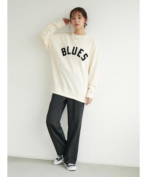 SEVENDAYS=SUNDAY（セブンデイズサンデイ）の「フロッキープリント裏毛スウェットA　＊（スウェット・レディース・杢グレー/ネイビー/アイボリー・M/L/S）」の15枚目の写真