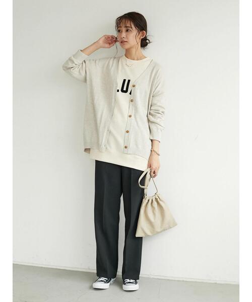 SEVENDAYS=SUNDAY（セブンデイズサンデイ）の「フロッキープリント裏毛スウェットA　＊（スウェット・レディース・杢グレー/ネイビー/アイボリー・M/L/S）」の16枚目の写真