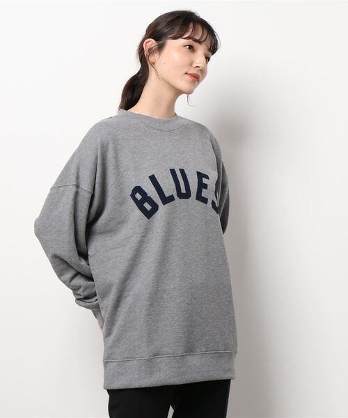 SEVENDAYS=SUNDAY（セブンデイズサンデイ）の「フロッキープリント裏毛スウェットA　＊（スウェット・レディース・杢グレー/ネイビー/アイボリー・M/L/S）」の4枚目の写真