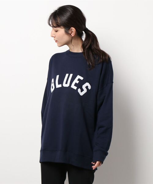 SEVENDAYS=SUNDAY（セブンデイズサンデイ）の「フロッキープリント裏毛スウェットA　＊（スウェット・レディース・杢グレー/ネイビー/アイボリー・M/L/S）」の5枚目の写真