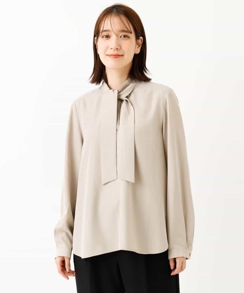 MK MICHEL KLEIN（エムケーミッシェルクラン）の「【洗える】パウダリーシフォン ボウタイブラウス（シャツ/ブラウス・レディース・ホワイト/ライトブルー/ベージュ・38）」の6枚目の写真