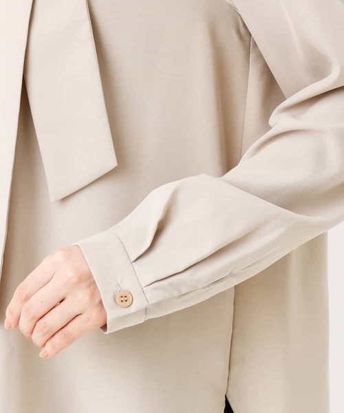 MK MICHEL KLEIN（エムケーミッシェルクラン）の「【洗える】パウダリーシフォン ボウタイブラウス（シャツ/ブラウス・レディース・ホワイト/ライトブルー/ベージュ・38）」の11枚目の写真