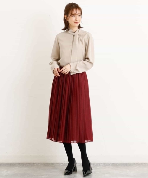 MK MICHEL KLEIN（エムケーミッシェルクラン）の「【洗える】パウダリーシフォン ボウタイブラウス（シャツ/ブラウス・レディース・ホワイト/ライトブルー/ベージュ・38）」の15枚目の写真