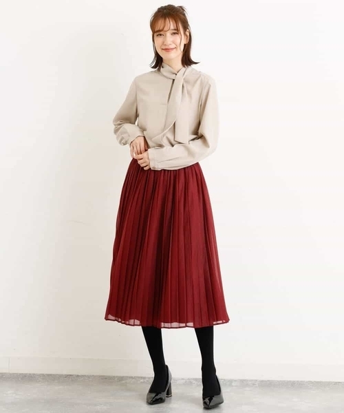 MK MICHEL KLEIN（エムケーミッシェルクラン）の「【洗える】パウダリーシフォン ボウタイブラウス（シャツ/ブラウス・レディース・ホワイト/ライトブルー/ベージュ・38）」の16枚目の写真