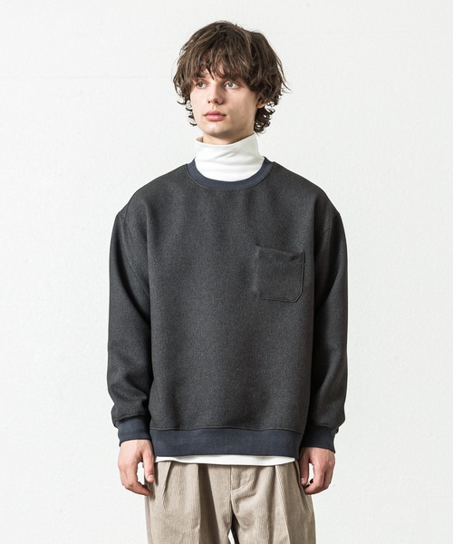 SLICK（スリック）の「ツムギートダブルクロスプルオーバー（Tシャツ/カットソー・メンズ・チャコールグレー/ブラック/グレイッシュベージュ・1/2/3）」の3枚目の写真